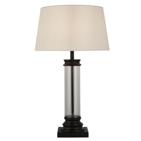 cierna sklenena stolna lampa krem biela tienidlo elegantna klasicky byt dom kancelaria obyvacka vila osvetlenie.jpg